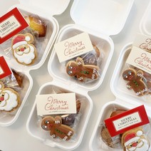 크리스마스 아메리칸쿠키 마들렌 아이싱쿠키 펄프 도시락 쿠키세트 선물 단체 답례품, 산타얼굴, 둘세피칸무화과