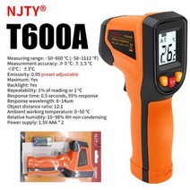 NJTY-디지털 적외선 온도계-50 ~ 600 ℃ 레이저 온도계 고온계 비접촉 온도 측정기 산업용 공구, T600A