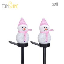 Tomshine 야외용 LED 태양광 크리스마스 눈사람 잔디 정원등, 분홍2개