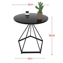 WARM이케아 철제 테이블 대리석 티 쇼파 사이드 협탁 원형, 블랙클래식60지름50높이60