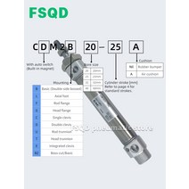 공압 부품 CDM2B20-25 50 60 75 80 100 125 Z A AZ SMC 공압 공기 실린더 표준 유형 복동 단일로드 CM2 시, 08 CDM2B20-25A