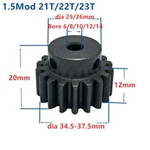 랙기어 스퍼 피니언 1 5m 21t 22t 23teeth mod 1 5 너비 12mm, 23개의 치아, 8mm
