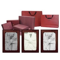 송월타월 프리미엄 뱀부얀 격자 가운 + 선물세트 케이스+쇼핑백, 1개, 라이트그레이M(여성용)1벌