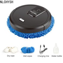 로봇 청소기 다기능 진공 바닥 걸레 USB 충전 진공 로터리 걸레질 기계 가습 스프레이 지능형 스위핑 무인청소기 고급형, 검정