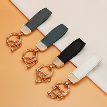 유투카 포터 2 스타렉스 아반떼MD YF쏘나타 i30 그랜저TG 엑센트 차 키케이스 스마트 키홀더 TPU 차 키커버 키링, (추가구매)_가죽스트랩, 골드라인_그레이블루