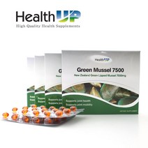 헬스업 초록잎홍합 오일 그린머슬 7500 60캡슐, 2개, 7500mg