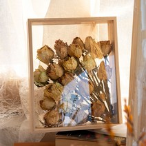 [1+1}양면 투명 유리 압화액자 청첩장액자 축사 꽃길액자 부케말리기 보관 선물 DIY, 정사각형 10인치내경 25.325.3, 원목색