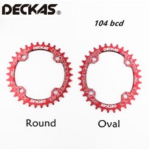 자전거체인휠 크랭크암 deckas 104bcd 타원형둥근 좁은 와이드 링 mtb 산악, 36톤, 검은 색, 타원형