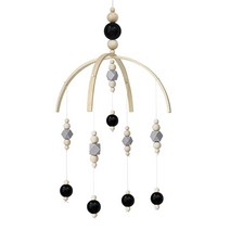 AONTUS 아기 침대 천장 모빌 여아용 나무 비즈 어린이 소년 아기 침실 디자이너 아기방 기쁨, White Black Wooden Beads