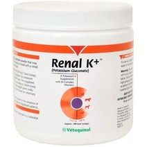 Vetoquinol Renal K  (Potassium Gluconate) Potassium Supplement Powder for Dogs and Cats 3.5oz, 1