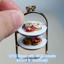 미니어쳐 가구 소품 1/12 스케일 소형 인형 집 케이크 스탠드 미니 도넛 바비 장난감 OB11 주방 용품, 1 stand 6 dount