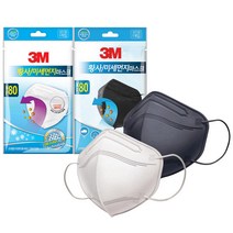 3M KF80 황사 미세먼지마스크 화이트/블랙 1box 30개입, 3M KF80 황사 미세먼지마스크 화