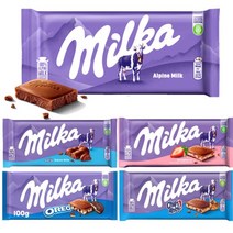 밀카 100% 알프스 우유 초콜릿 milka 5종 100g x 8개 교차가능, 종류:오레오4개+버블리4개