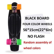 초보스케이트보드 입문용 Jusenda 55cm 스케이트보드 미니 롱보드 싱글 로커 어린이 크루저 스쿠터 파스텔 페니 보드 휠 베어링 트럭, 검은색, 검은색