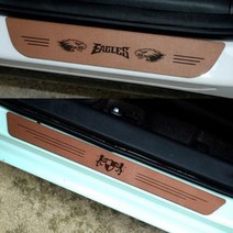 재규어E-페이스 스텝몰딩 인조가죽 도어스커프, 쿠팡 레터링_베이지