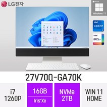 LG 일체형PC 27V70Q-GA70K 윈도우11 27인치 인텔 12세대 사무용 인강용 재택근무용 일체형PC, 2TB, 16GB, Win11 Home