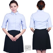 [ USE110 ] 블루/하늘색/여자용/여성용/서빙복/유니폼/호텔용/식당용/써빙용/여셔츠/7부/칠부/블라우스