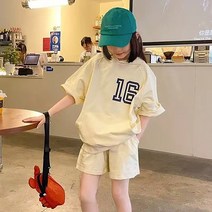 핑크비 식스틴상하세트 여름 후드티 반바지 루즈핏 세트 주니어 초등 공용 상하복 13~21호