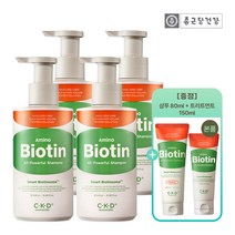 [KT알파쇼핑][샴푸 80ml+트리트먼트 150ml 증정]종근당건강 CKD 아미노비오틴 탈모 증상 완화 기능성 샴푸 500ml 4개