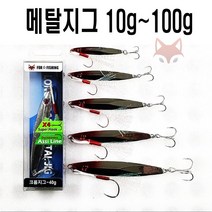 폭스 크롬 메탈 삼치 농어 갈치 우럭 루어낚시용 메탈지그, 메탈지그(고추장10g), 1개