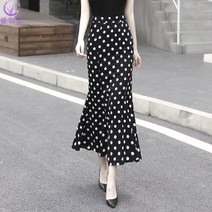 셀럽당 여성용 도트 밴딩 스커트 머메이드스커트 랩스커트 롱치마