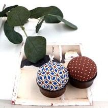 당일출고/ 우드 핀쿠션- 2개 1세트 블루다이아몬드 미니도트/ 프랑스자수 /퀼트 / 바늘꽂이 / 핀방석