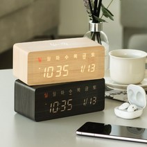 플라이토 우드 무선충전 데이트 LED 탁상시계 시즌2 날짜 요일 시계, 블랙