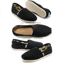 탐스 슬립온 단화 TOMS 슈즈 여성용 클래식 여성 블랙 캔버스