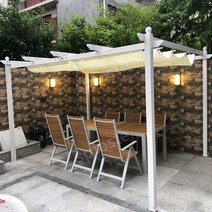 테라스 옥상 파고라 방수 스카이어닝 조립식 정자 퍼골라, 3x4m 카키색