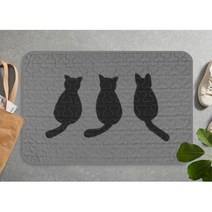 뒷면 미끄럼방지 주방 욕실 면 발매트 싱크대매트 주방러그추천 이쁜발매트 인테리어소품쇼핑몰, 고양이퀼트 그레이 70x240