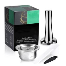 커피 캡슐 머신 가정용 미니 3 in 1 vertuo 재사용 가능한 스테인레스 스틸 실리콘 캡 nespresso vertuoline plus 기계 필터 용 알루미늄 호일, 230ml, 1pc-ti