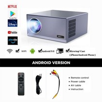 XIDU-프로젝터 4K 풀 HD 네이티브 1080P 12000 루멘 안드로이드 9.0 블루투스 5.0 키스톤 5G 와이파이 일, 05 Gray- Android_02 미국 플러그
