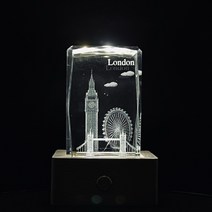 3D 크리스탈 세계 랜드마크 피규어 기념품 + 무선 LED 무드등, 런던