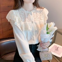걸즈데이 미뉴엣 레이스 여성 니트 블라우스