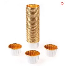 50 개 머핀 종이컵 골드 컵케익 라이너 케이크 래퍼 베이킹 컵 트레이 케이스 틀 과자 도구, [03] D, 03 D
