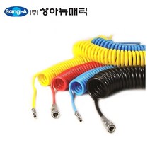 상아뉴매틱 폴리우레탄코일튜브 AC 1208-50 12x8 5M 상아 에어 호스 우레탄호스 (카플링포함) 노랑 파랑