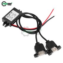 dc-dc 12v 5v 3a 15w 자동차 전원 변환기 마이크로 미니 usb 스텝 다운 전압 전원 공급 장치 출력 어댑터 역방향 보호, 귀가 있는 듀얼 USB