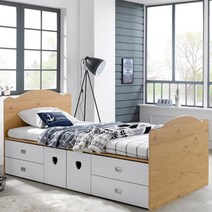 6칸서랍 수납형침대 초등학생 오피스텔 남자아이 어린이 키즈 주니어 헤드있는, 상품선택, 오크