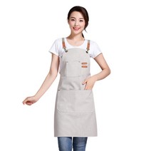 어리플 공방 바리스타 캔버스 주방 앞치마, 1개, 라이트그레이