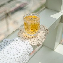 티타임 라운드 도일리 레이스 티코스터 컵받침 도일리페이퍼 컵받침대 홈카페 인테리어 소품, L-30cm, 브라운