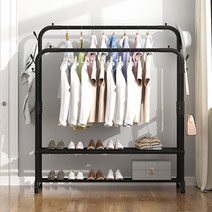 마드레하우스 이동식2단행거 스탠드옷걸이 철제 튼튼한 행거, 2단 2선반