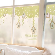 [뭉키데코] 무점착반투명시트_MSC-242_해피그린트리2(A01_W90xH90cm), A01_W90xH90cm