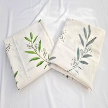 꾸미지오) 썸머리프 국내생산 대폭 린넨코튼 15수 바이오워싱 원단 /쏘잉/미싱/홈패션/만들기용 원단, 그린