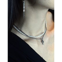 베케트 십자가 시크 언발란스 블랙 925 은목걸이