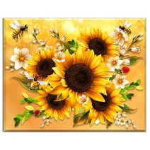 FASEN diy보석십자수 캔버스 형액자 세트 40cm x 50cm, AYW-6해바라기 4