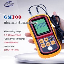 GM100 초음파 두께 게이지 금속 1.2-225MM (스틸) 디지털 LCD 디스플레이 사운드 속도 측정기 0.1MM 해상도, CHINA