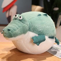 귀여운 통통 둥굴둥굴 복어 라운드 롤 피규어 봉제 인형 어린이 수면 베개 악어 생일 선물, 녹색 악어 손주머니 설치, 60cm