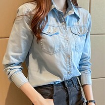 스탠다드핏 데님 포켓 청남방 연청남방 여성