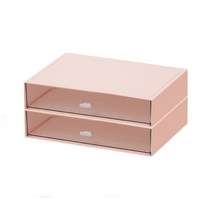 라라하우스 책상정리 멀티박스 미니서랍 수납정리함, 2단 1칸+1칸, 핑크