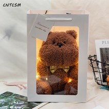 CNTCSM 하그 시리즈 뽀글이 장난감 피규어 토끼 돼지 곰돌이 인형 소프트 쿠션 인형 선물, 곰돌이+선물세트 랜턴, 53센티